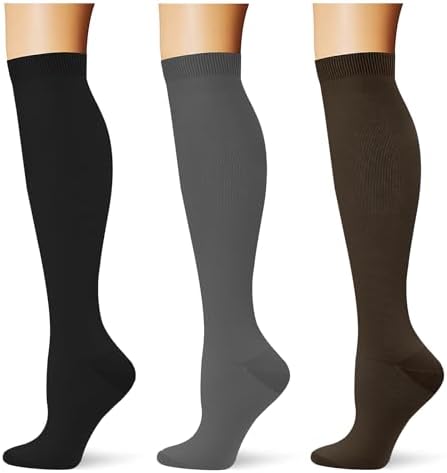 3 pairs  Compression Socks 20 30 mmHg Long Knee High Socks for Women Men Support Athletic Travel Daily Wear