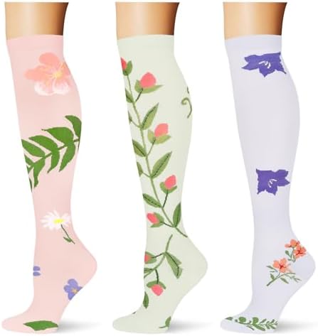  3 pairs  Compression Socks 20 30 mmHg Long Knee High Socks for Women Men Support Athletic Travel Daily Wear