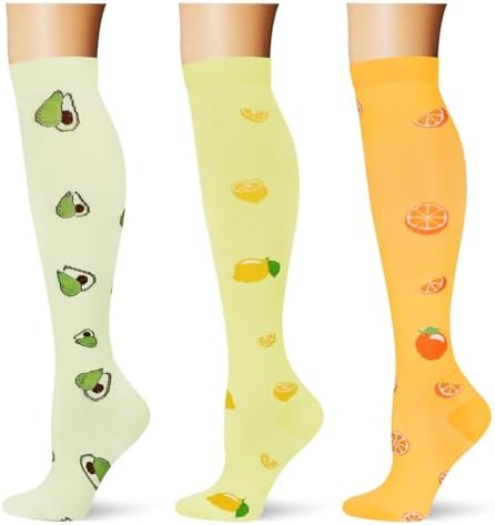  3 pairs  Compression Socks 20 30 mmHg Long Knee High Socks for Women Men Support Athletic Travel Daily Wear