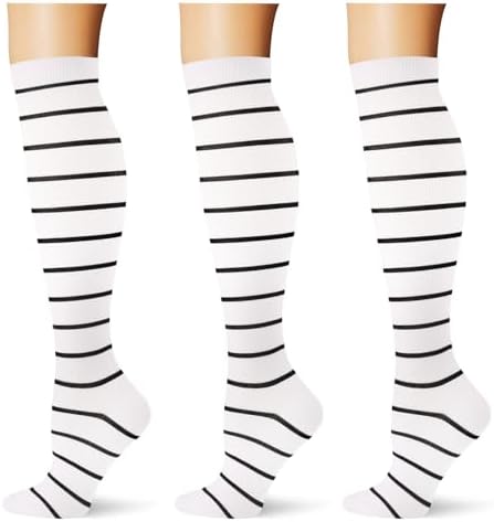  3 pairs  Compression Socks 20 30 mmHg Long Knee High Socks for Women Men Support Athletic Travel Daily Wear