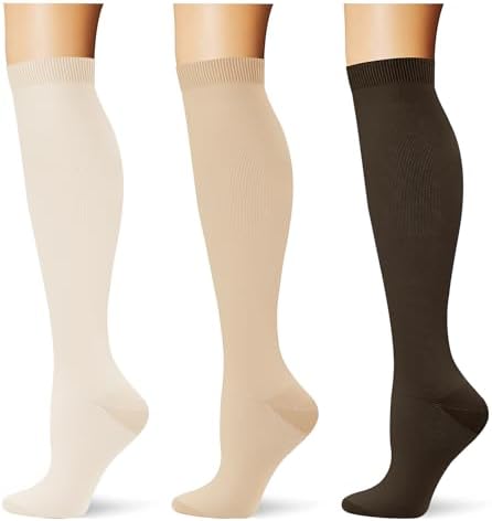  3 pairs  Compression Socks 20 30 mmHg Long Knee High Socks for Women Men Support Athletic Travel Daily Wear