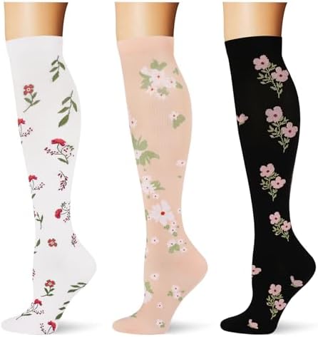  3 pairs  Compression Socks 20 30 mmHg Long Knee High Socks for Women Men Support Athletic Travel Daily Wear