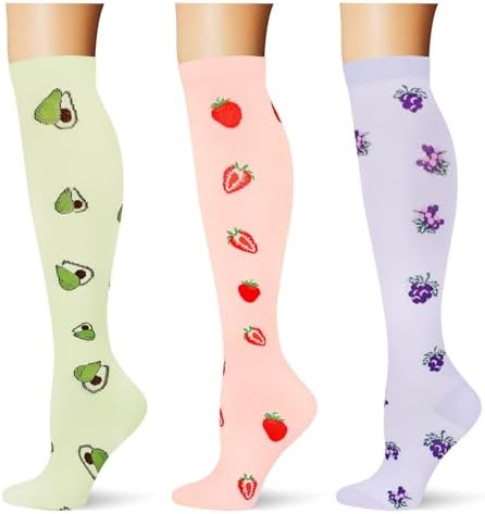  3 pairs  Compression Socks 20 30 mmHg Long Knee High Socks for Women Men Support Athletic Travel Daily Wear