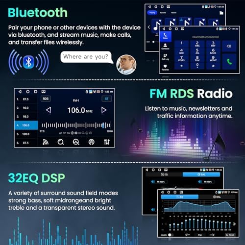 4G 64G  Android Car Radio 7 Inch Double Din with Wireless Carplay & Android Auto  Hodozzy Touch Screen Car Radio GPS Navigation WiFi Bluetooth FM/RDS Radio EQ/USB/SWC AHD Backup Camera