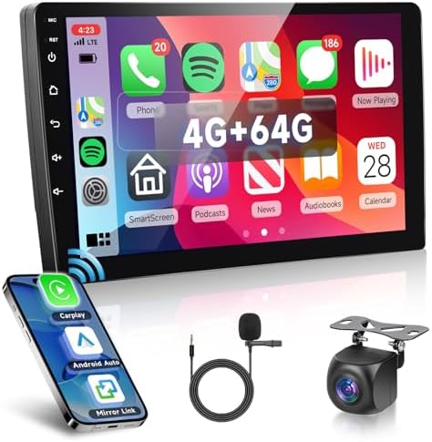 4G 64G  Android Car Radio 7 Inch Double Din with Wireless Carplay & Android Auto  Hodozzy Touch Screen Car Radio GPS Navigation WiFi Bluetooth FM/RDS Radio EQ/USB/SWC AHD Backup Camera