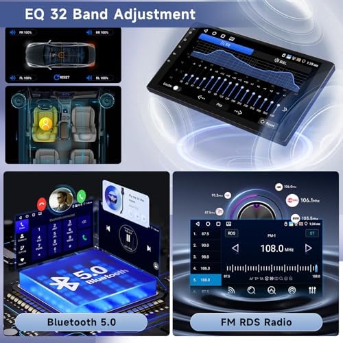 4G 64G  Android Car Radio 7 Inch Double Din with Wireless Carplay & Android Auto  Hodozzy Touch Screen Car Radio GPS Navigation WiFi Bluetooth FM/RDS Radio EQ/USB/SWC AHD Backup Camera