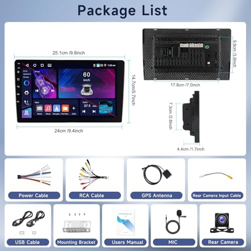 4G 64G  Android Car Radio 7 Inch Double Din with Wireless Carplay & Android Auto  Hodozzy Touch Screen Car Radio GPS Navigation WiFi Bluetooth FM/RDS Radio EQ/USB/SWC AHD Backup Camera