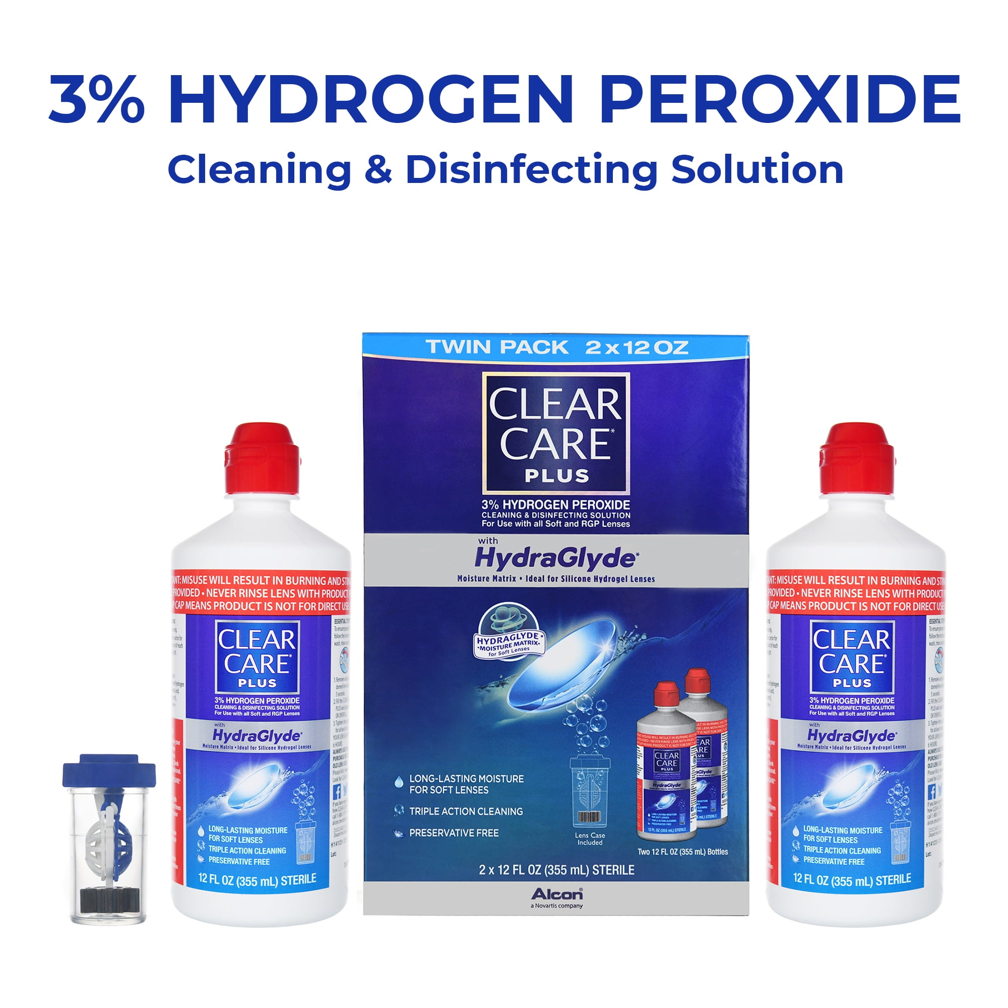  4 pack  Clear Care Plus Contact Lens Cleaning Liquid Solution for Daily Use  Two 12 oz per Pack