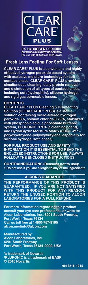  4 pack  Clear Care Plus Contact Lens Cleaning Liquid Solution for Daily Use  Two 12 oz per Pack