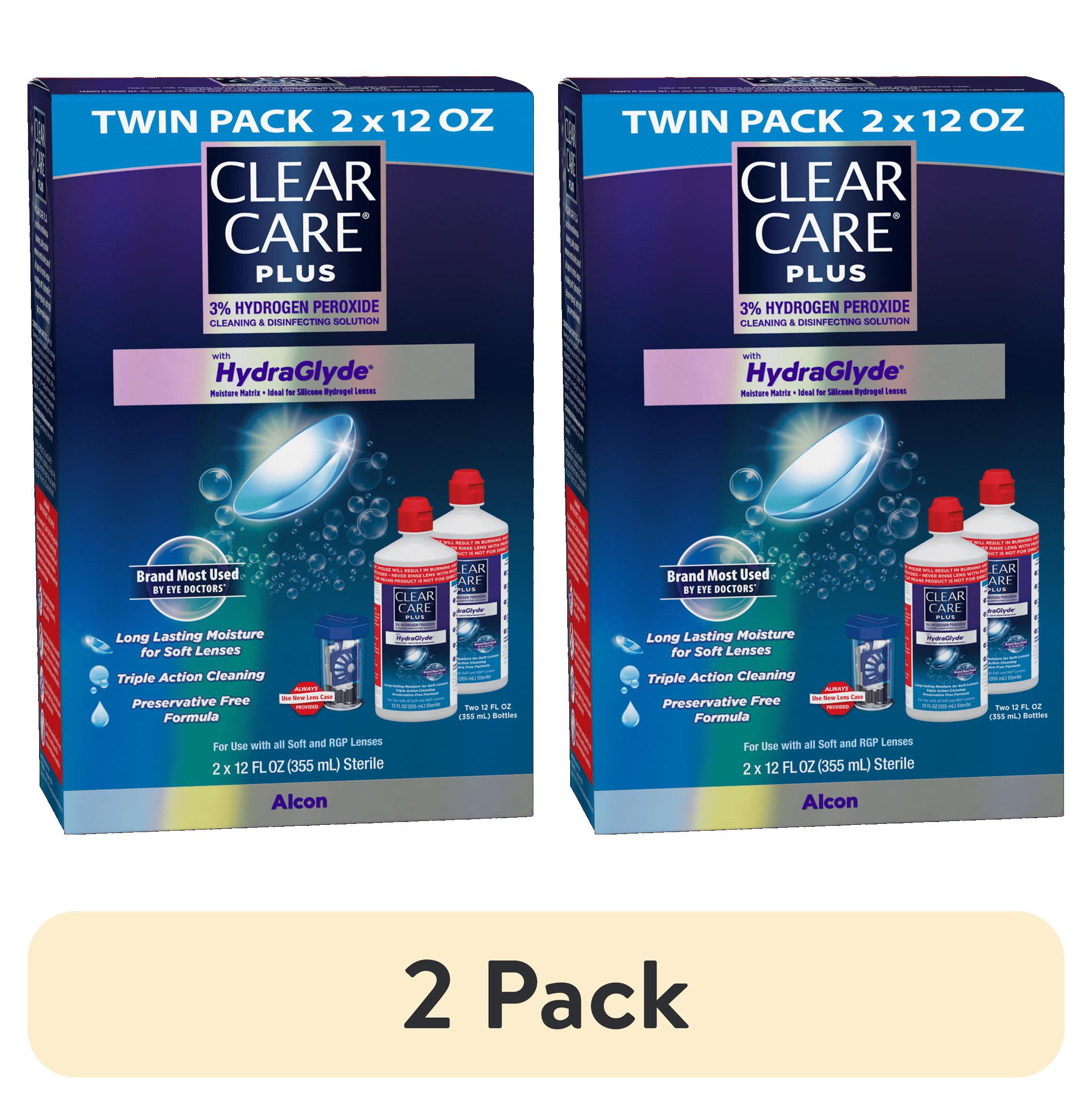  4 pack  Clear Care Plus Contact Lens Cleaning Liquid Solution for Daily Use  Two 12 oz per Pack