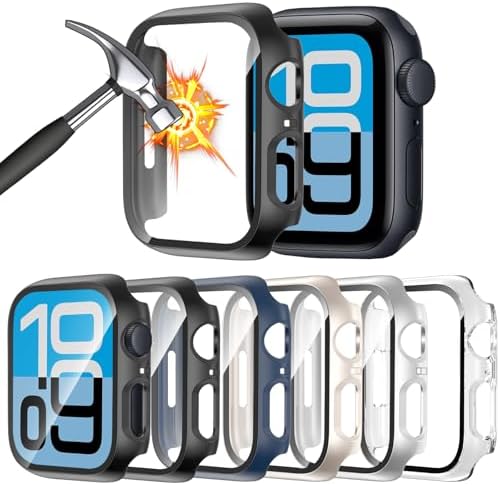  6 Pack  Case for Apple Watch Ultra 3/Ultra 2/Ultra 49mm Screen Protector with Ultra Thin Tempered Glass  Full Coverage Anti Scratch Hard Face Cover for iWatch 49 mm