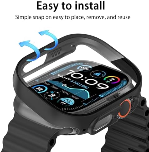  6 Pack  Case for Apple Watch Ultra 3/Ultra 2/Ultra 49mm Screen Protector with Ultra Thin Tempered Glass  Full Coverage Anti Scratch Hard Face Cover for iWatch 49 mm