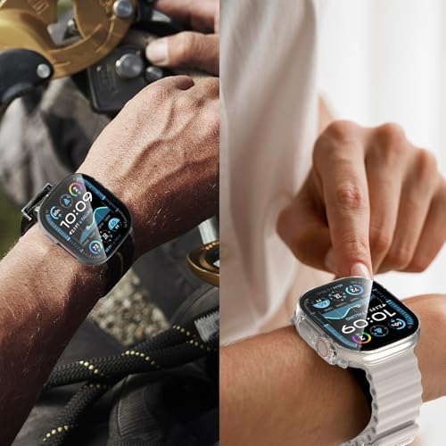  6 Pack  Case for Apple Watch Ultra 3/Ultra 2/Ultra 49mm Screen Protector with Ultra Thin Tempered Glass  Full Coverage Anti Scratch Hard Face Cover for iWatch 49 mm