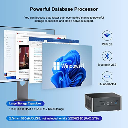 ASUS NUC  Intel NUC 12 Pro Mini Desktop Computer  Intel Core i5 1240P Mini PC 12C/16T  Up to 4 4GHz  16GB DDR4 RAM & 512GB PCIe 4 0 NVMe SSD Iris XE Graphics  WiFi6E/BT5 3/8K/Windows 11 Pro