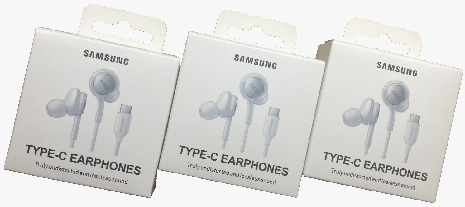  Bulk Lot of 3pcs  Samsung AKG Typc C USB C Earphones   White