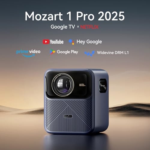  Google TV/ 1200 ANSI/ HDR 10  Wanbo Mozart 1 Pro 4K Smart Projector with WiFi and Bluetooth  Outdoor & Home Movie Proyector  20W Speakers  1080P Auto Focus & Keystone   2025 