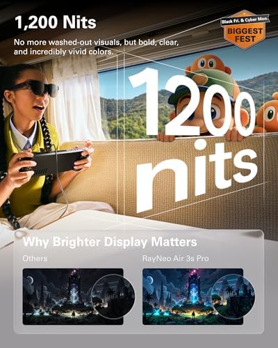  New  RayNeo Air 3s Pro AR/XR Glasses   201 1200 Nits 120Hz HueView 2 0 Video Display  Smart Gaming Glasses for iPhone 17 16 15/Android/Mac/Switch 2/PS5/SteamDeck   Next Gen Personal Theater