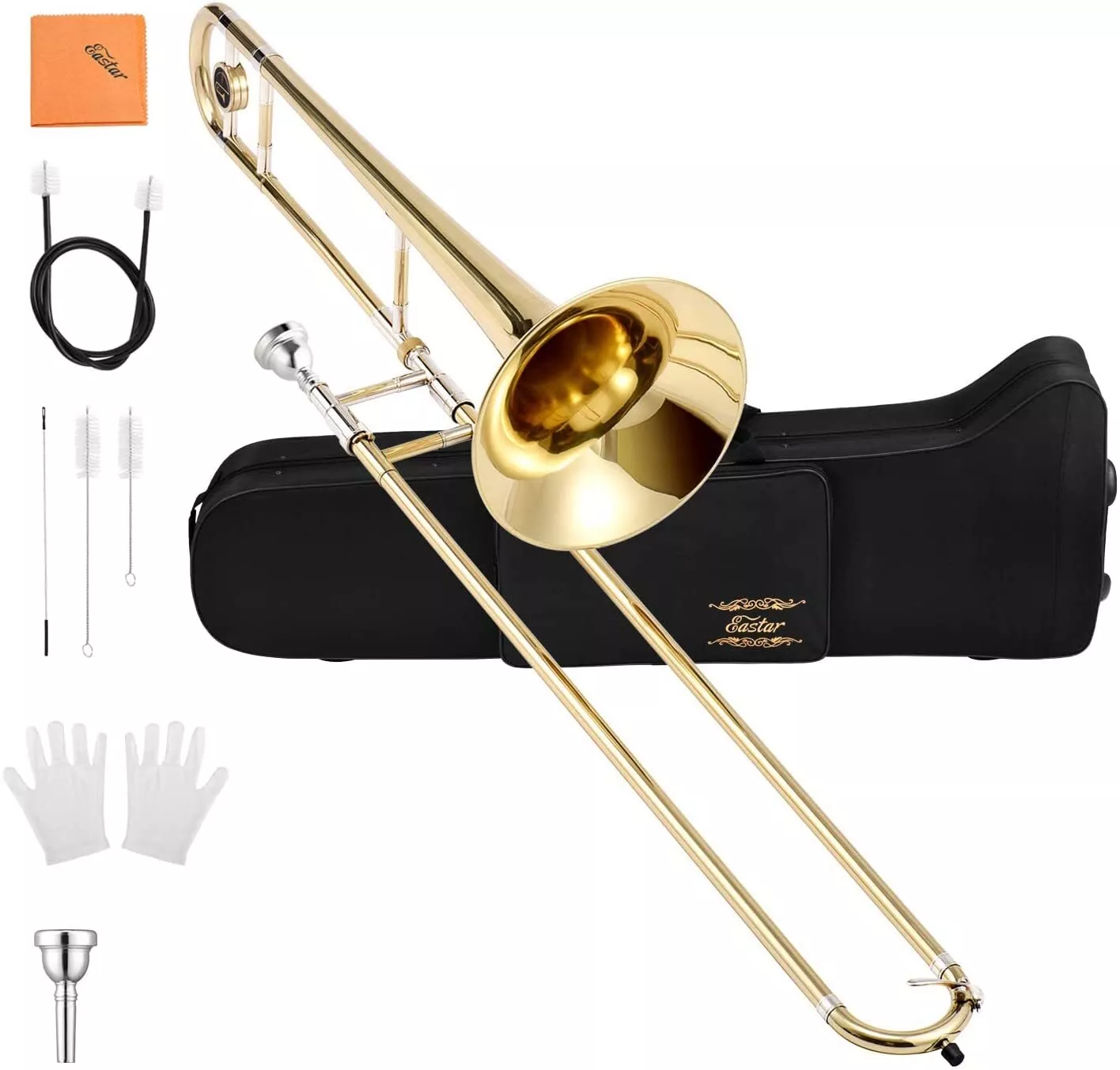    Eastar Tenor Slide Bb Trombone B Flat Brass Trumpet Set Student School Band