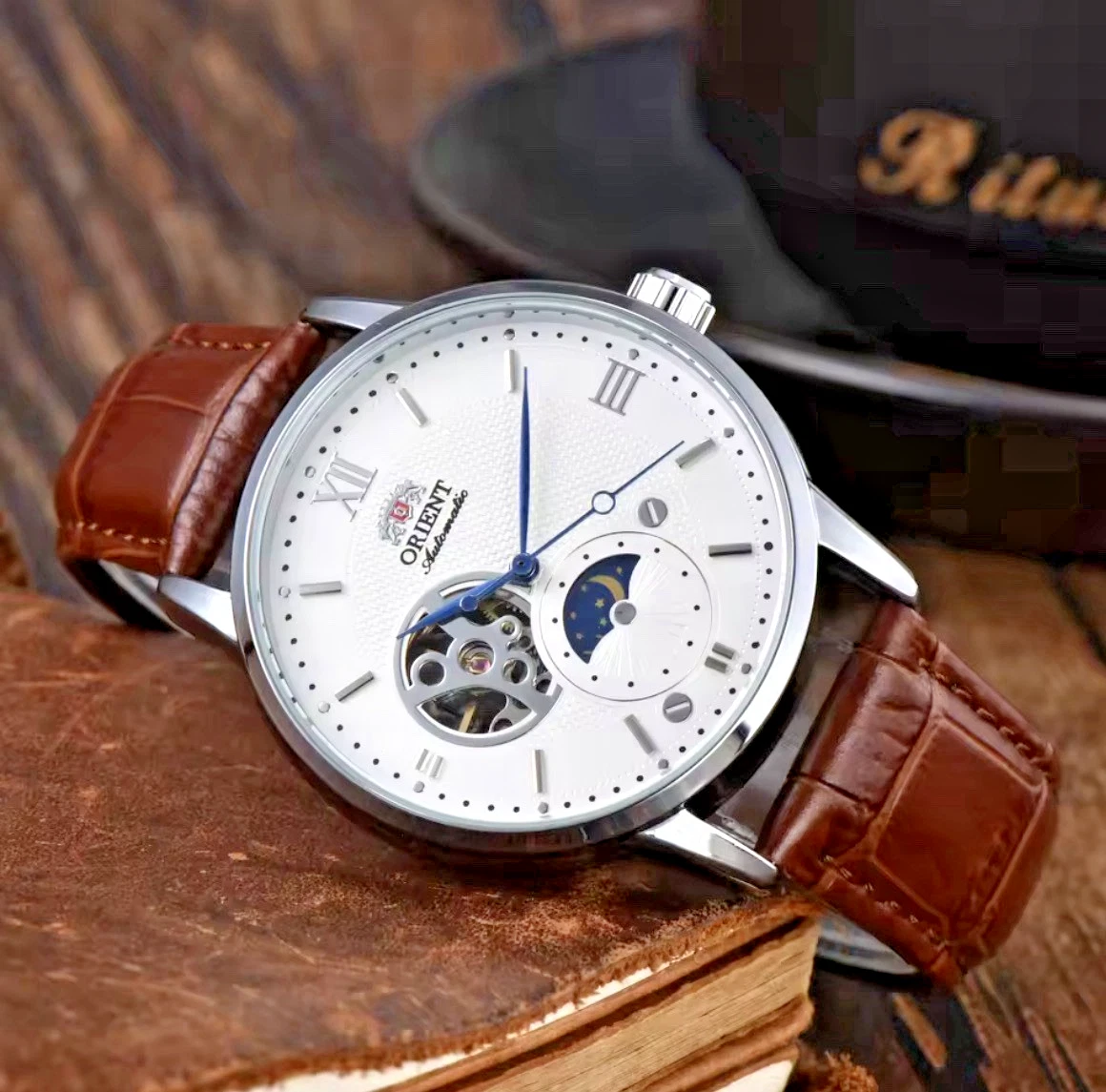    Orient Automatic Open Heart Sun & Moon  White Dial  Japan Mov t US Stock