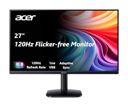 acer KB272 G0bi 27 IPS Full HD  1920 x 1080  Gaming Office Monitor   Adaptive Sync Support  FreeSync Compatible    Up to 120Hz Refresh   1ms  VRB    sRGB 99    Tilt   HDMI & VGA Ports