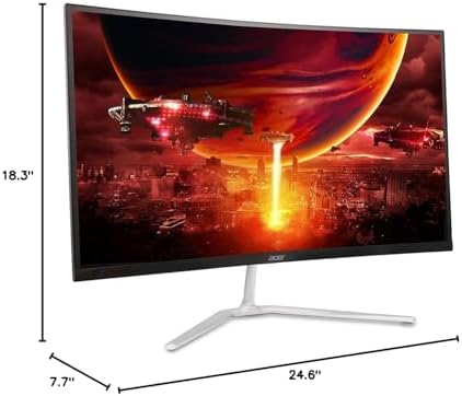 acer Nitro 27 WQHD 2560 x 1440 1500R Curved PC Gaming Monitor   AMD FreeSync Premium   180Hz Refresh   1ms VRB   VESA Mountable   HDR10   1 x Display Port 1 2 & 2 x HDMI 2 0   EDA270U Pbmiipx