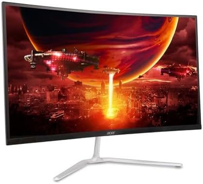 acer Nitro 27 WQHD 2560 x 1440 1500R Curved PC Gaming Monitor   AMD FreeSync Premium   180Hz Refresh   1ms VRB   VESA Mountable   HDR10   1 x Display Port 1 2 & 2 x HDMI 2 0   EDA270U Pbmiipx