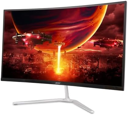 acer Nitro 27 WQHD 2560 x 1440 1500R Curved PC Gaming Monitor   AMD FreeSync Premium   180Hz Refresh   1ms VRB   VESA Mountable   HDR10   1 x Display Port 1 2 & 2 x HDMI 2 0   EDA270U Pbmiipx