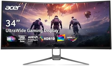 acer Nitro 27 WQHD 2560 x 1440 1500R Curved PC Gaming Monitor   AMD FreeSync Premium   180Hz Refresh   1ms VRB   VESA Mountable   HDR10   1 x Display Port 1 2 & 2 x HDMI 2 0   EDA270U Pbmiipx