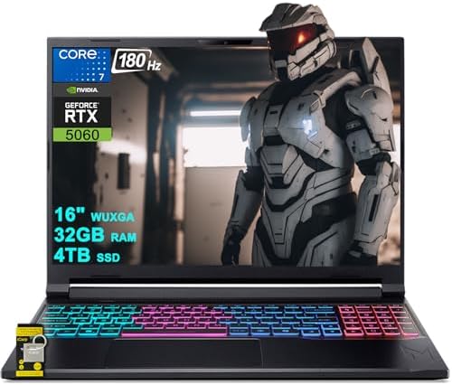 acer Nitro V 16S Gaming Laptop 16 WUXGA IPS 180Hz Intel 10 core Core 7 240H  Beats Ultra 7 268V  32GB RAM 1TB SSD GeForce RTX 5060 DLSS4 GDDR7  Up to 572 AI Tops  4 Zone RGB Backlit Win11Pro ICP Hub