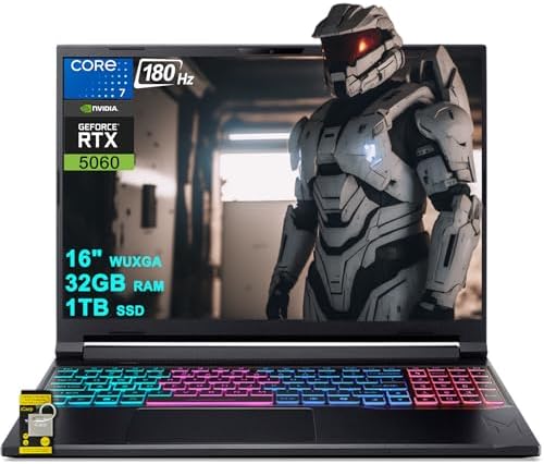 acer Nitro V 16S Gaming Laptop 16 WUXGA IPS 180Hz Intel 10 core Core 7 240H  Beats Ultra 7 268V  32GB RAM 1TB SSD GeForce RTX 5060 DLSS4 GDDR7  Up to 572 AI Tops  4 Zone RGB Backlit Win11Pro ICP Hub