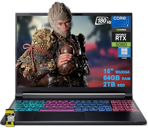 acer Nitro V 16S Gaming Laptop 16 WUXGA IPS 180Hz Intel 10 core Core 7 240H  Beats Ultra 7 268V  32GB RAM 1TB SSD GeForce RTX 5060 DLSS4 GDDR7  Up to 572 AI Tops  4 Zone RGB Backlit Win11Pro ICP Hub