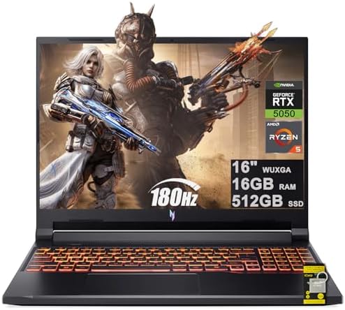 Acer Nitro V 16 AI portátil para juegos de 16" WUXGA IPS 180Hz AMD 6-core Ryzen 5 240 16GB DDR5 512GB SSD GeForce RTX 5050 (hasta 421 AI Tops) retroiluminado Wi-Fi 6E Type-C Win11 con ICP Hub
