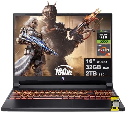 Acer Nitro V 16 AI portátil para juegos de 16" WUXGA IPS 180Hz AMD 6-core Ryzen 5 240 16GB DDR5 512GB SSD GeForce RTX 5050 (hasta 421 AI Tops) retroiluminado Wi-Fi 6E Type-C Win11 con ICP Hub