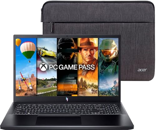 acer Nitro V - Laptop para juegos, pantalla FHD IPS de 15.6 pulgadas, 144 Hz, AMD Ryzen 5 7535HS, 6 núcleos, GeForce RTX 4050, 16 GB DDR5, 512 GB SSD, negro obsidiana, Windows 11, BK, bolsa para
