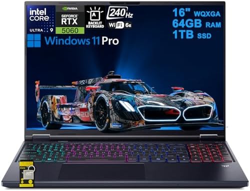 acer Predator Helios Neo 16 AI Gaming Laptop   Intel Core Ultra 9 Processor 275HX   NVIDIA GeForce RTX 5070 Ti   16 WQXGA 240Hz G SYNC   16GB DDR5   1TB Gen 4 SSD   Killer Wi Fi 6E   PHN16 73 92B8