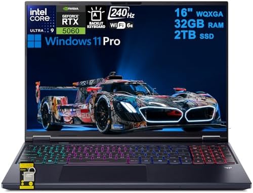 acer Predator Helios Neo 16 AI Gaming Laptop   Intel Core Ultra 9 Processor 275HX   NVIDIA GeForce RTX 5070 Ti   16 WQXGA 240Hz G SYNC   16GB DDR5   1TB Gen 4 SSD   Killer Wi Fi 6E   PHN16 73 92B8