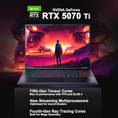 acer Predator Helios Neo 16 AI Gaming Laptop 16 2560x1600 IPS 240Hz  100  DCI P3 500nits  Intel 24 core Ultra 9 275HX 32GB RAM 1TB SSD GeForce RTX 5070 Ti  Up to 992 AI Tops  Win11 ICP Hub