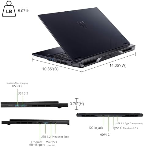 acer Predator Helios Neo 16 AI Gaming Laptop 16 2560x1600 IPS 240Hz  100  DCI P3 500nits  Intel 24 core Ultra 9 275HX 32GB RAM 1TB SSD GeForce RTX 5070 Ti  Up to 992 AI Tops  Win11 ICP Hub