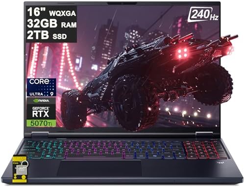 acer Predator Helios Neo 16 AI Gaming Laptop 16 2560x1600 IPS 240Hz  100  DCI P3 500nits  Intel 24 core Ultra 9 275HX 32GB RAM 1TB SSD GeForce RTX 5070 Ti  Up to 992 AI Tops  Win11 ICP Hub