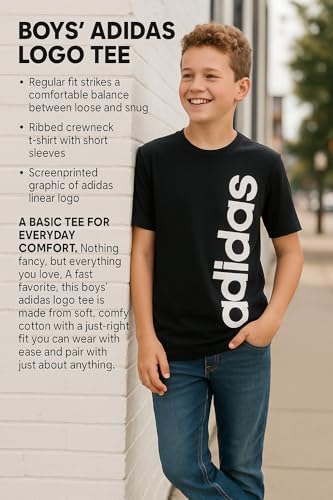 adidas Boys Short Sleeve Linear Logo T Shirt