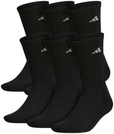 adidas Mens Athletic Cushioned Crew Socks  6 Pairs  Durable & Comfortable