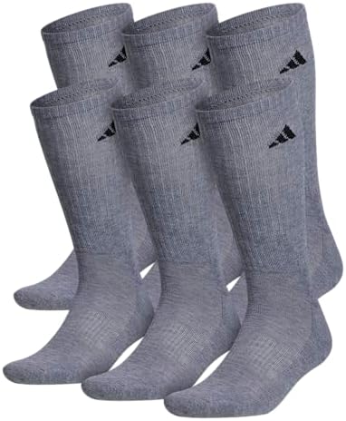 adidas Mens Athletic Cushioned Crew Socks  6 Pairs  Durable & Comfortable