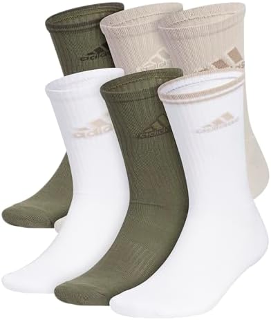adidas Mens Athletic Cushioned Crew Socks  6 Pairs  Durable & Comfortable