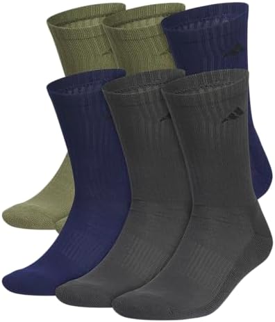 adidas Mens Athletic Cushioned Crew Socks  6 Pairs  Durable & Comfortable