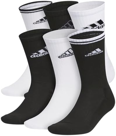 adidas Mens Athletic Cushioned Crew Socks  6 Pairs  Durable & Comfortable
