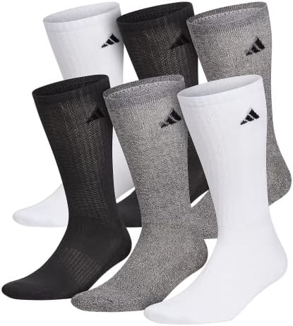 adidas Mens Athletic Cushioned Crew Socks  6 Pairs  Durable & Comfortable
