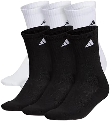 adidas Mens Athletic Cushioned Crew Socks  6 Pairs  Durable & Comfortable