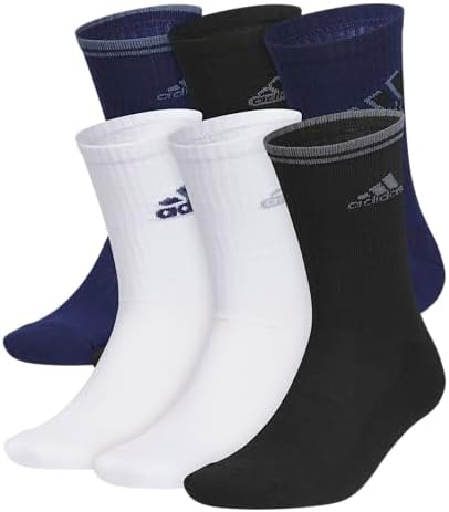 adidas Mens Athletic Cushioned Crew Socks  6 Pairs  Durable & Comfortable