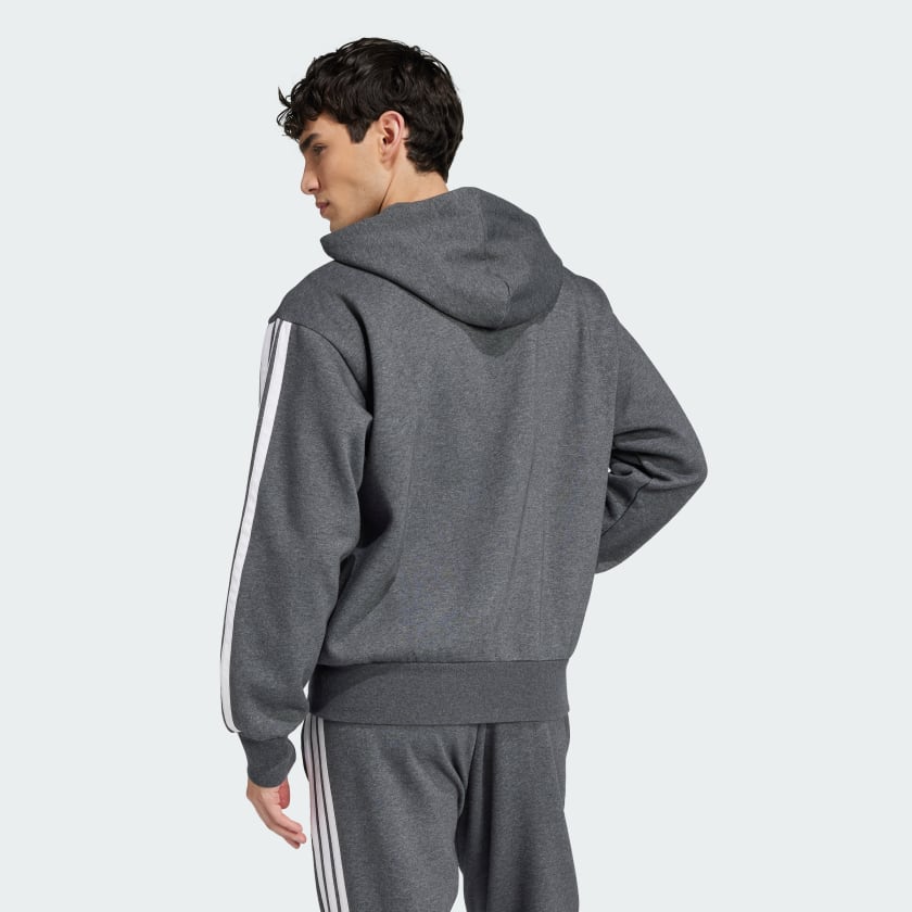 adidas men Essentials 3 Stripes Fleece Hoodie