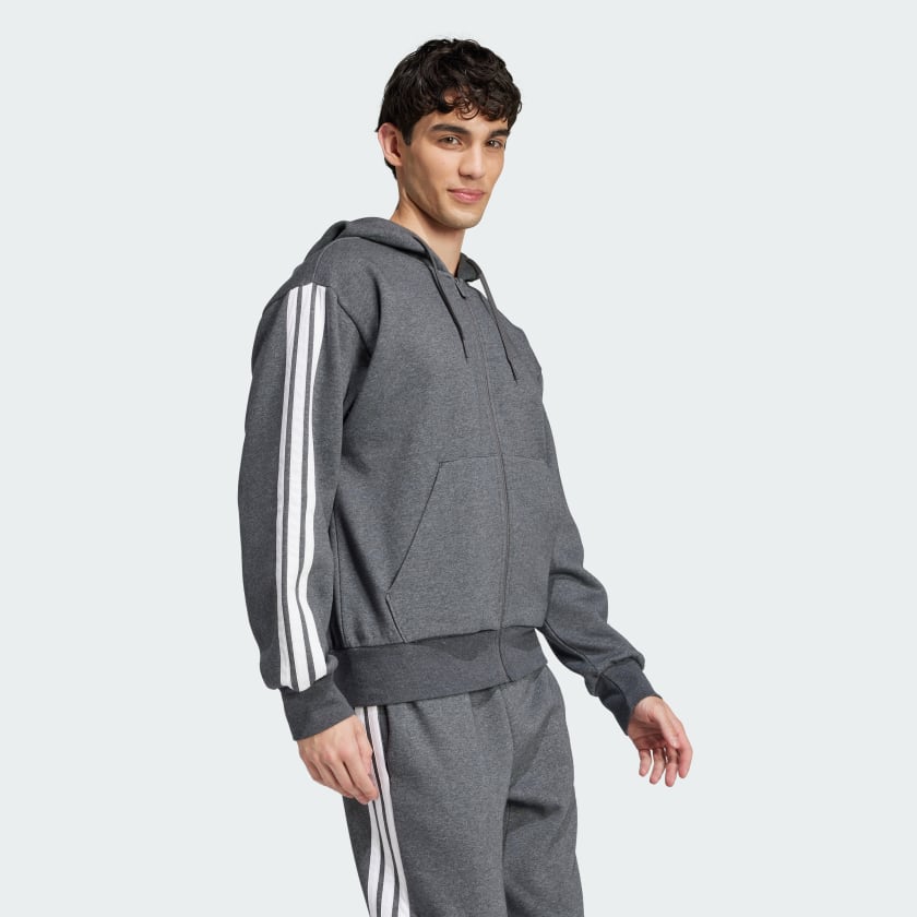 adidas men Essentials 3 Stripes Fleece Hoodie